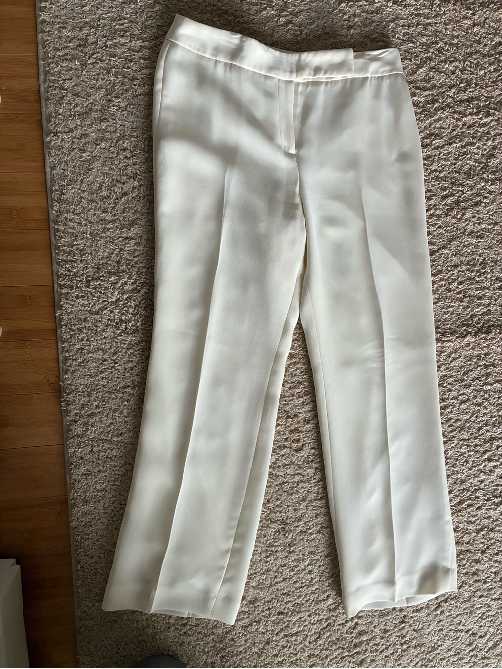 LOFT Cream Straight-Leg Dress Trousers